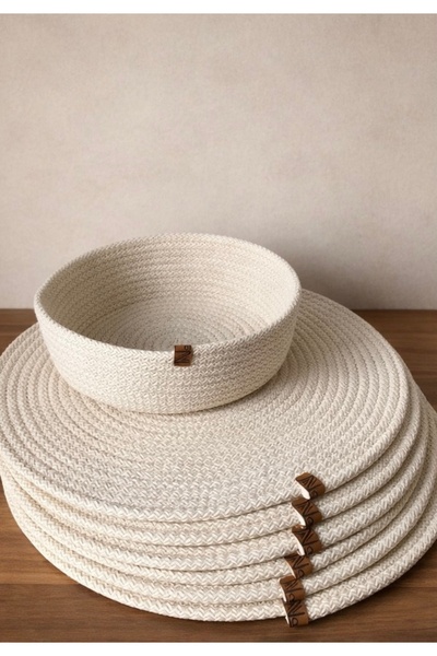 Naspar 6 τεμάχια Σετ φαγητού σε χρώμα κρεμ εκρού / Αμερικάνικο σερβίτσιο με 1...