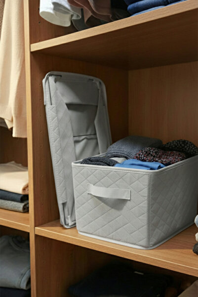 Handyol 4 τεμάχια Οργανωτής ραφιών 25 εκ. Γκρι υφασμάτινο υλικό με ατσάλινη υ...