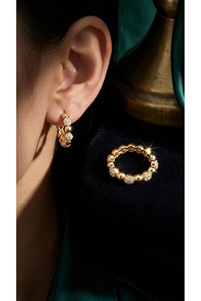 Special Series Zircon Gemstone Dorica Ball Steel Earrings - Gift Boxed