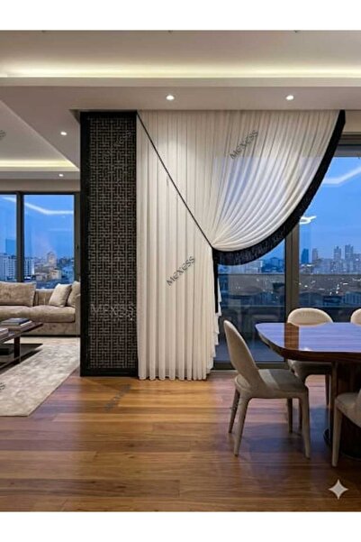 Mexess Λινό Σαντούκ 1ο Ποιότητα - Αριστερή Διπλή Κουρτίνα από Τούλι, Διπλή Κο...