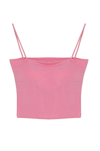 Quzu Modal Strap Crop Basic Undershirt Pink
