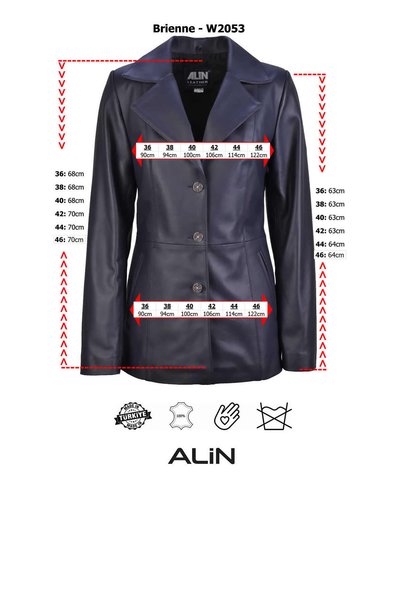 ALİN Brienne Women's Genuine Leather Blazer Leather Jacket Women's Black
