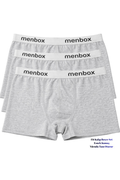 MENBOX Men's 3-Piece Plain Basic Lycra Flexible Fit Boxer Set