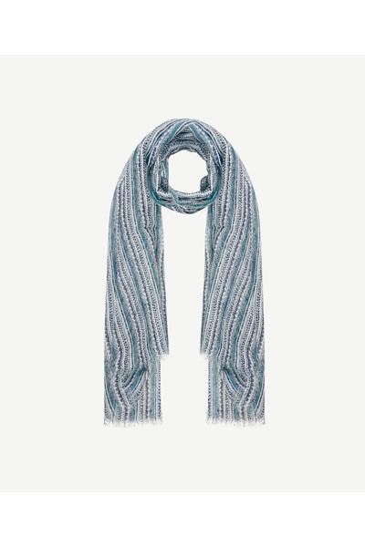 Yargıcı Keten Karışımlı Çizgili Şal