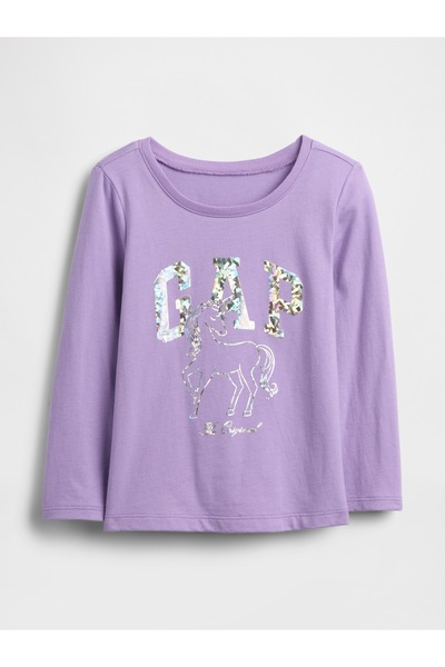 GAP Kız Bebek Mor Logo T-Shirt