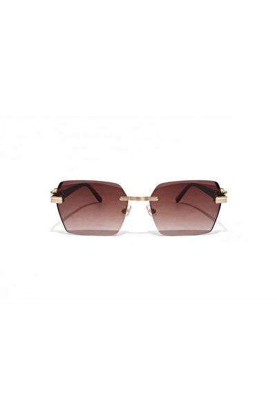 OEM Men's rimless sunglasses, modern design, black arms with gold details
