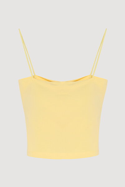 Quzu Modal Strap Crop Basic Undershirt Yellow