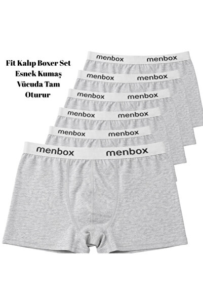 MENBOX Men's 6-Piece Lycra Flat Basic Fit Molded Flexible Boxer Set