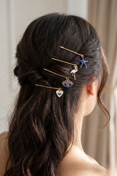 PETEK AKSESUAR 4 τεμάχια μπλε φιγούρα φιλάμινγκο αστερίας με κούμπωμα ματιών ...