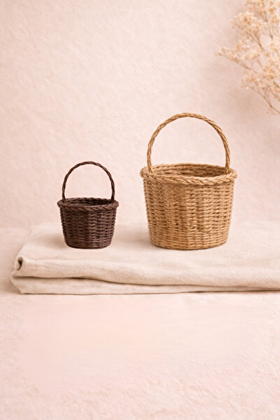 Handmade Natürel & Acı Kahve 2'li Minyatür Sepet
