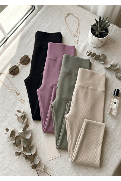 Loule Σετ 4 Γυναικείων Κολάν Ψηλόμεσων Ελαστικών Κολάν με Κορδόνια - Για Γυμν...