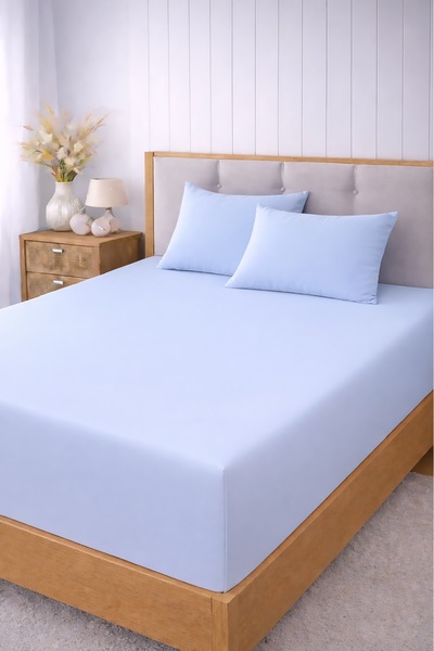 ROSERA HOME Single Elastic Sheet Set Cotton Baby Blue