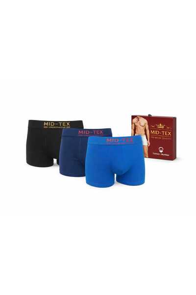BOXER MID-TEX Set de 3 boxeri pentru bărbați, clasici, din bumbac, multicolori