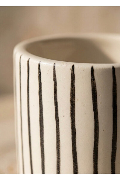 Love Bundles Black Striped Ceramic Mug with Handle 240 ml