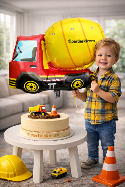 PARTİ AŞKI İnşaat Temalı Folyo Balon & İş Makine Konsept Erkek Doğum Günü (Vi...
