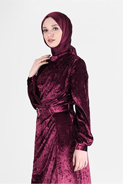 Alvina فستان مخملي بحزام 42414