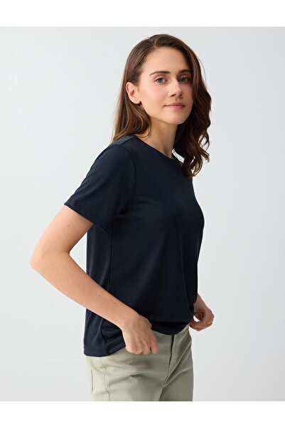 Jimmy Key Μαύρο πλεκτό μπλουζάκι με κοντό μανίκι και λαιμόκοψη