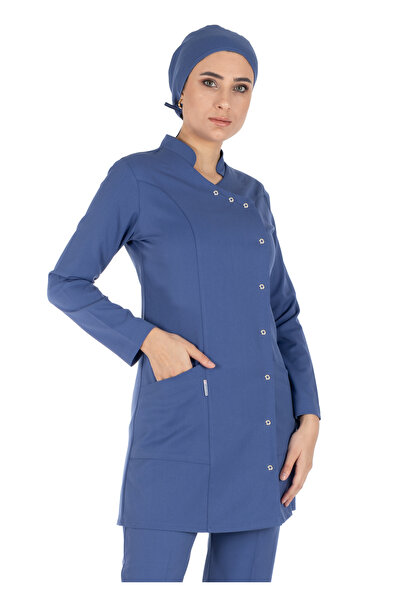 Alsancak Üniforma Luxe Hijab Storm Blue Tesatura groasa Lycra Hijab Asistenta...