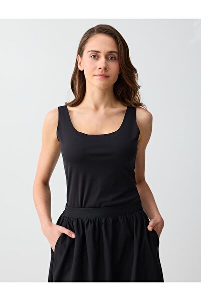 Jimmy Key Black U-Neck Slim Fit Knitted Undershirt