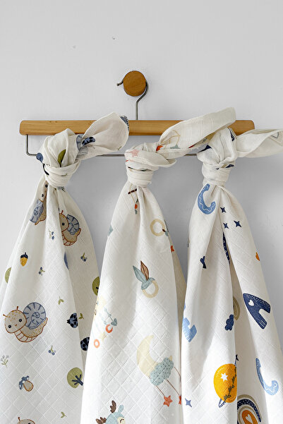 COOLMINIES Çok Amaçlı Müslin Örtü 3’lü Set, Müslin Yenidoğan Bebek Battaniyes...