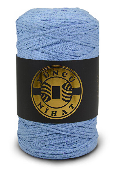 Yüncü Nihat Τσάντα μακραμέ από βαμβάκι γαλάζιο - 200gr 200mt βαμβακερή αλυσίδ...