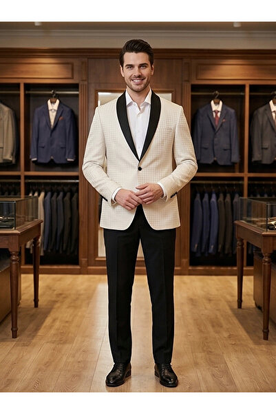 crispino Ανδρικό εκρού κοστούμι σμόκιν, σακάκι και παντελόνι για γαμπρό