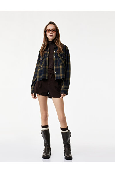 Koton Μακρυμάνικο καρό πουκάμισο με λεπτομέρεια τσέπης κανονικής εφαρμογής