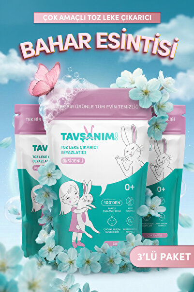TAVŞANIM! Çok Amaçlı Oksijenli Toz Leke Çıkarıcı Ve Beyazlatıcı 3x800g