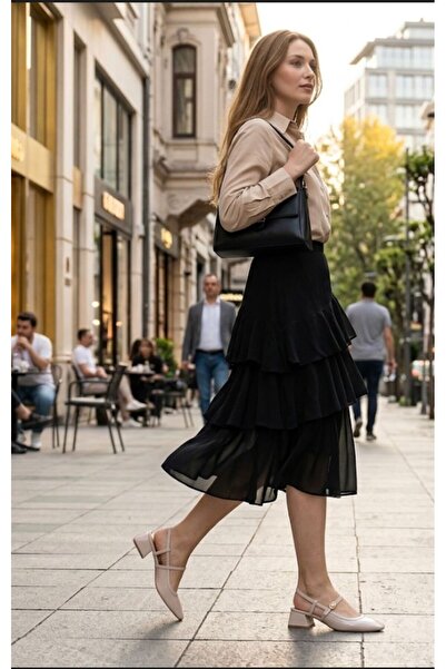 Pretty Girl Γυναικείες μπαλαρίνες με κοντό τακούνι με λεπτομέρεια από λουστρί...