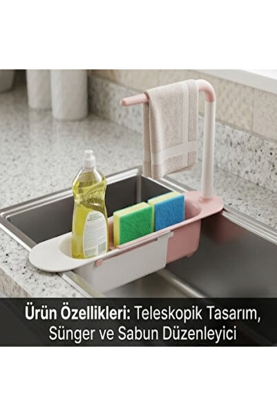 cendix CX7EVY01 Ayarlanabilir Teleskopik Raflı Lavabo Düzenleyici Pembe