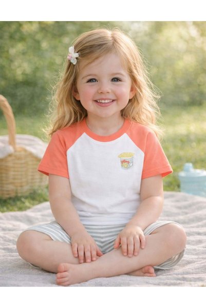 OrganicKid Snack Çocuk Turuncu Kısa Kollu T-Shirt ve Şort Takım