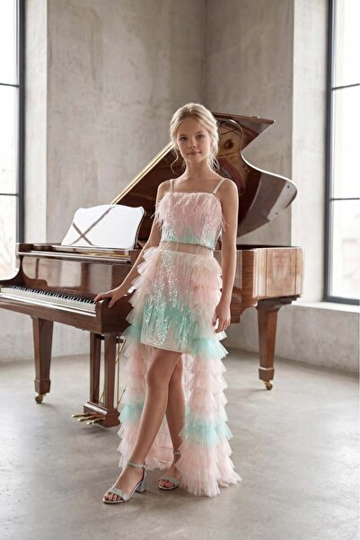 BUTİKHAPPYKİDS Βραδινό φόρεμα για κορίτσι πολύχρωμες λεπτές τιράντες μέσα σε ...