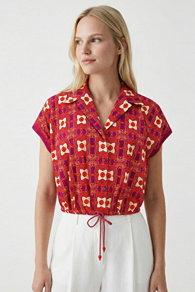 Exquise Πουκάμισο με γιακά με σχέδιο με χαμηλό μανίκι