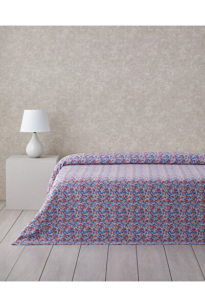 English Home Flower Blast Baskılı Pamuklu Tek Kişilik Pike 150x220 cm Mavi