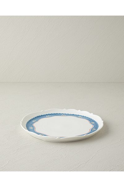 English Home Retro Charm New Bone China Servis Tabağı 27 cm Beyaz - Mavi