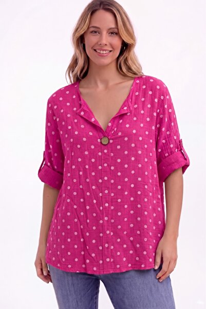 AYASOFYA OTANTIK Γυναικεία Ιταλική Φούξια Πουά Με σχέδιο Λεπτομερής Λεπτομέρε...