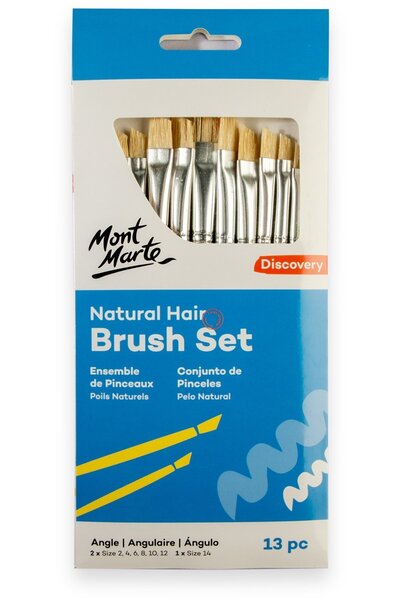 Mont Marte Σετ πινέλων με φυσική τρίχα 13 τεμαχίων - Επίπεδη γωνία, Discovery