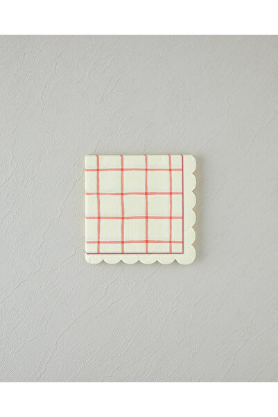 English Home Ρετρό χαρτοπετσέτες καρό 20 τεμαχίων 33x33 εκ. Κρεμ