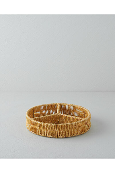 English Home Wicker Plastik Rattan 3 Bölmeli Sunumluk 25x6 cm Açık Kahverengi