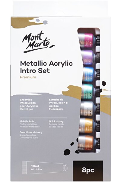 Mont Marte MM Premium Metalik Akrilik Boya Giriş Seti 8pc x 18ml