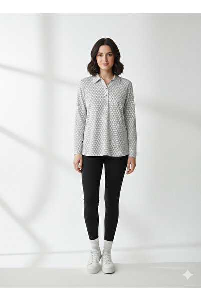 ribana Γυναικείο μακρυμάνικο πουκάμισο με κουμπιά, άνετο και μοντέρνο