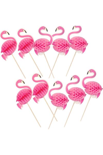 partidolu Hawaian Temalı Flamingo Kokteyl Meyve Süsleme Kürdan Pembe Renk 10 ...