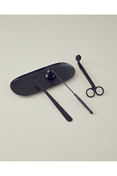 English Home Candle Care 4'lü Metal Mum Bakım Seti Siyah