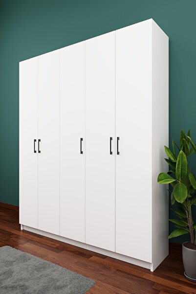 asratrend Lüks 5 Kapaklı Portmanto Askılı Vestiyer %100 MDF Ayakkabılık Dolabı V09