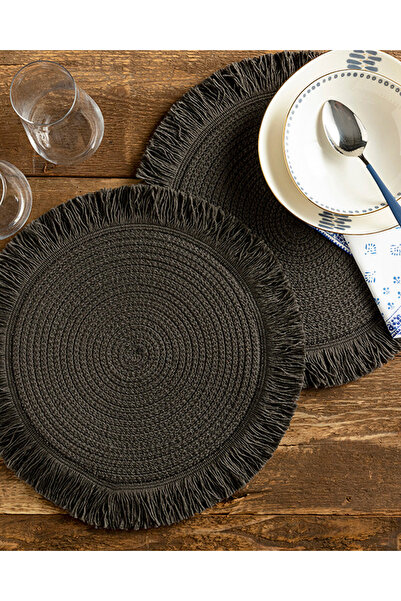 English Home Σετ αμερικανικής σερβιρίσματος Lilies Jute 2 τεμαχίων ανθρακί