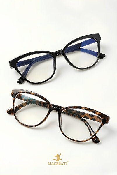 MACERATİ Melone Cat Eye Optik Uyumlu 2'li Set Ultra Hafif Kadın Mavi Işık Kor...