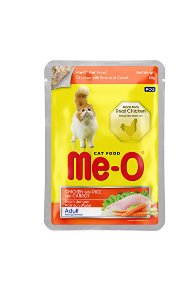 me-o Pouch Tavuklu Havuçlu ve Pirinçli Yetişkin Kedi Konservesi 80 gr