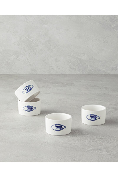 English Home Marinique Stoneware 4'lü Çerezlik 6,5 cm Mavi