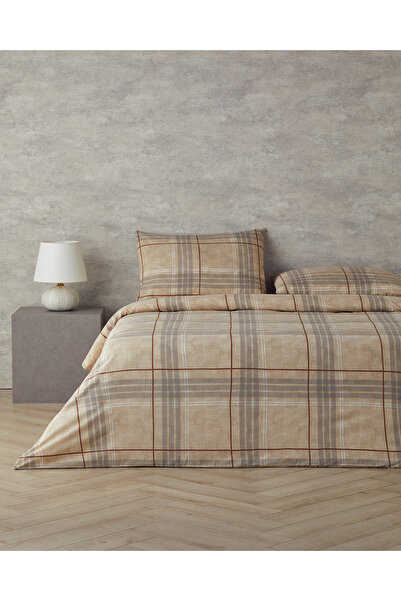 English Home Natural Plaid Kolay Ütülenir Çift Kişilik Nevresim Takımı 200x22...