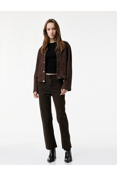 Koton Τζιν παντελόνι με λεοπάρ στάμπα με στενή εφαρμογή και τσέπες - Flare Fi...